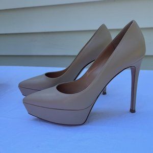 GIANVITO ROSSI DASHA Leather Pointed Platform (Beige) Size 37.5
